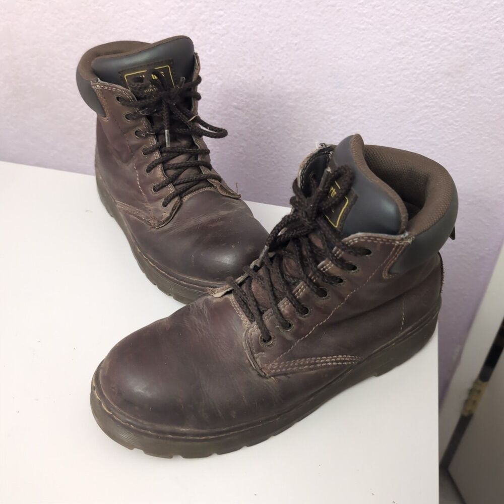 Dr Martens Steel Toe Work Boots Mens 9 Brown Leather Slip Resistant Winch St